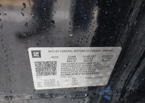 2019 Chevrolet Equinox Ls from USA, damaged, VIN 2GNAXHEV4K6219452